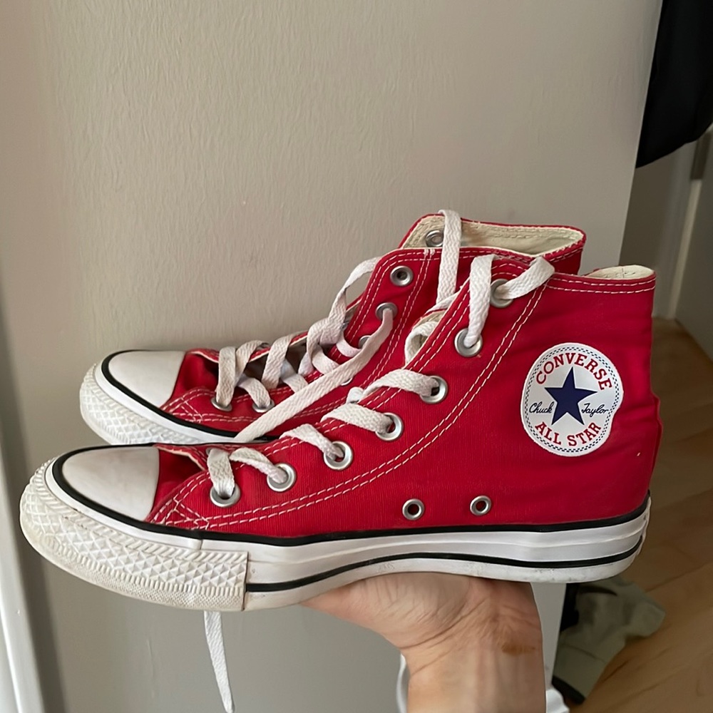 Brand new red high top converse